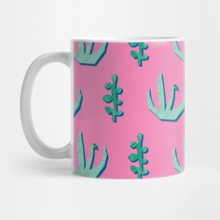 Abstract Papercut Plants On Pink Mug